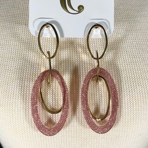 Charming Charlie Pink Sparkle Resin Earrings